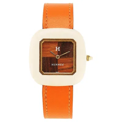 Pre-owned Hermes Hermès Vintage One-of-a-kind 60s Gold, Mahogany, Bone Watch -- Watch Collector In Multi