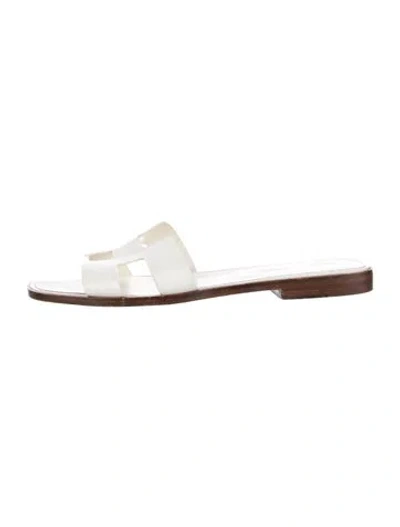 Pre-owned Hermes Vintage Oran Slides In White