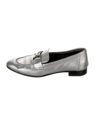 Pre-owned Hermes Vintage Paris Loafers In Metallic/silver