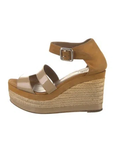 Pre-owned Hermes Vintage Patent Leather Espadrilles In Brown