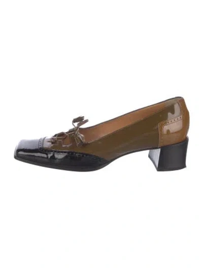 Pre-owned Hermes Vintage Patent Leather Pumps In Multi