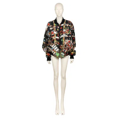 Pre-owned Hermes Hermès Vintage Reversible Quilted Bomber Jacket Kachinas Print By Kermit Oliver In Sand