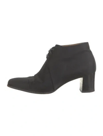 Pre-owned Hermes Vintage Satin Boots In Black