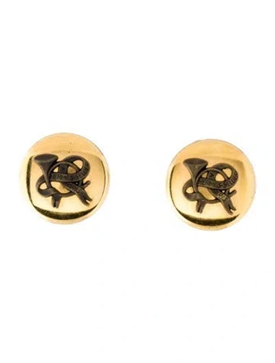 Pre-owned Hermes Vintage Sellier Cornucopia Clip-on Earrings In Multi