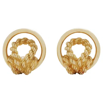 Pre-owned Hermes Vintage Signed Hermès 18 Karat Yellow Gold Rope Earrings