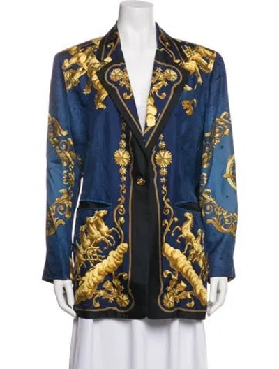 Pre-owned Hermes Vintage Silk Blazer In Blue