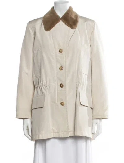 Pre-owned Hermes Vintage Silk Fur Coat In Neutral