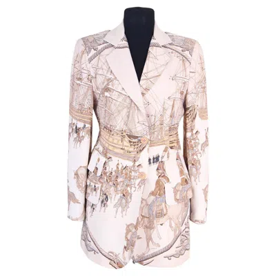 Pre-owned Hermes Vintage Silk Jacket In Sand
