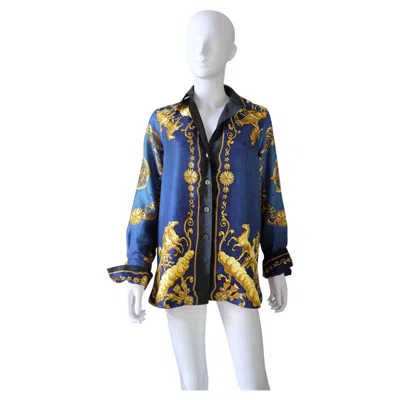 Pre-owned Hermes Hermès - Vintage Silk Shirt By Philippe Ledoux, "cosmos" Print, Size 40 Fr In Black
