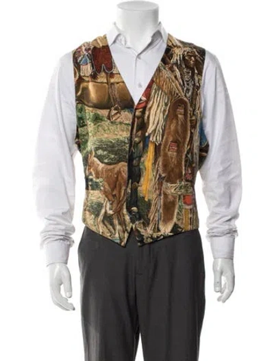 Pre-owned Hermes Vintage Silk Suit Vest In Brown