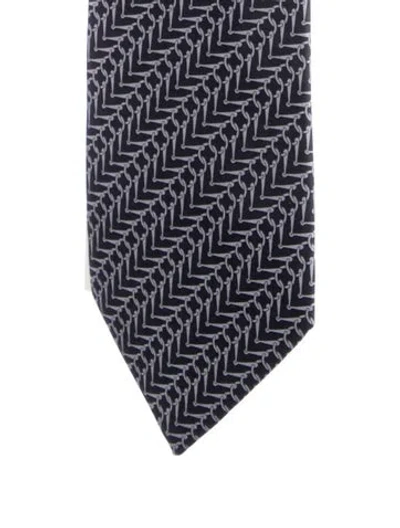 Pre-owned Hermes Vintage Silk Tie In Blue