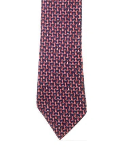 Pre-owned Hermes Vintage Silk Tie In Blue