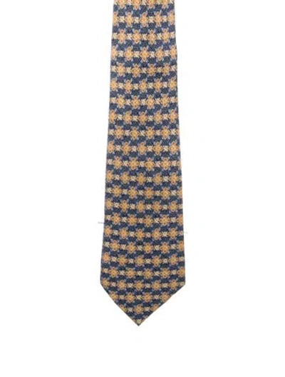 Pre-owned Hermes Vintage Silk Tie In Blue