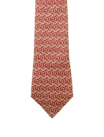 Pre-owned Hermes Vintage Silk Tie In Brown