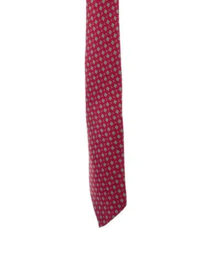 Pre-owned Hermes Vintage Silk Tie In Red