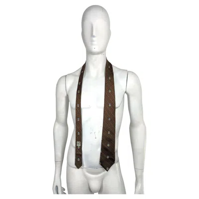Pre-owned Hermes Hermès Vintage Silk Tie With Drum Motif, France, 1990s In Gray