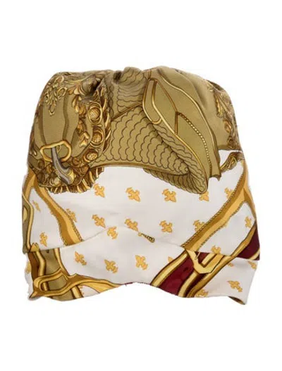 Pre-owned Hermes Vintage Silk Turban In Neutrals