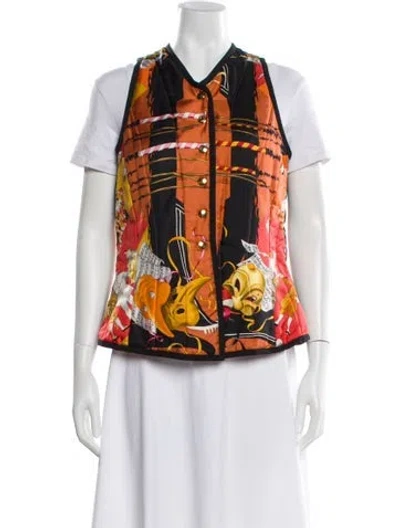Pre-owned Hermes Vintage Silk Vest In Orange