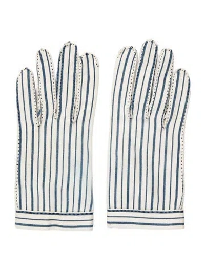 Pre-owned Hermes Vintage Striped Gloves In White