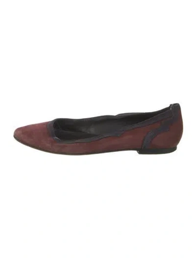 Pre-owned Hermes Vintage Suede Ballet Flats In Burgundy