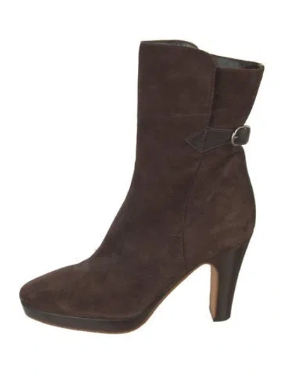 Pre-owned Hermes Vintage Suede Boots In Brown