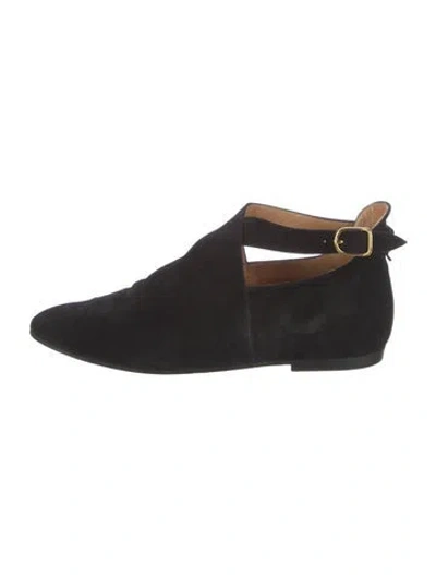 Pre-owned Hermes Vintage Suede Flats In Black