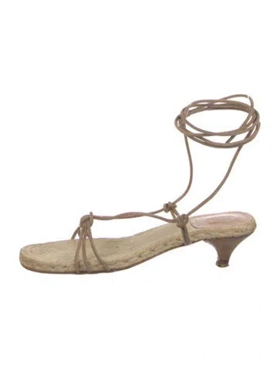 Pre-owned Hermes Vintage Suede Gladiator Sandals In Neutral
