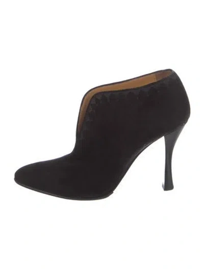 Pre-owned Hermes Vintage Suede Lace-up Boots In Black