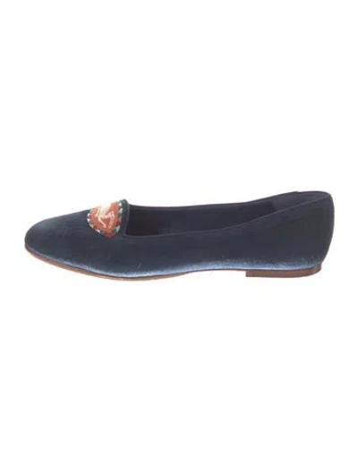 Pre-owned Hermes Vintage Suede Loafers In Blue