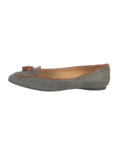 Pre-owned Hermes Vintage Suede Loafers In Green