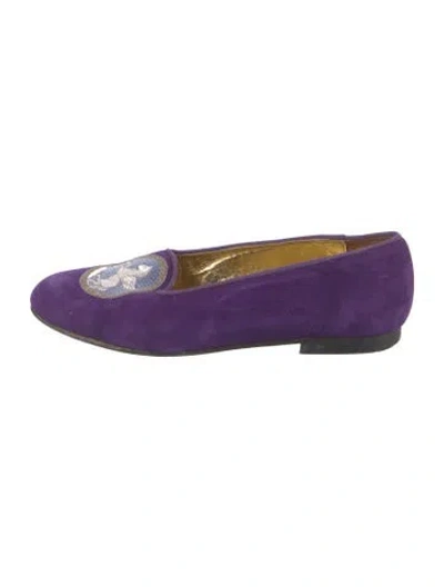 Pre-owned Hermes Vintage Suede Loafers In Purple
