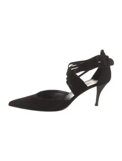Pre-owned Hermes Vintage Suede Pumps In Black