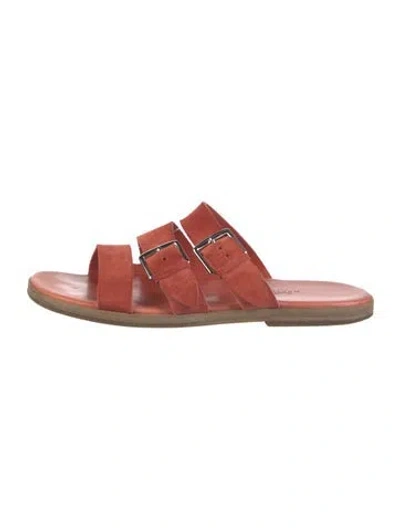 Pre-owned Hermes Vintage Suede Slides In Orange