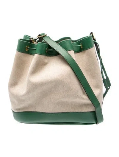 Pre-owned Hermes Vintage Swift & Ecru Toile Market Bucket Bag Gm In Multi