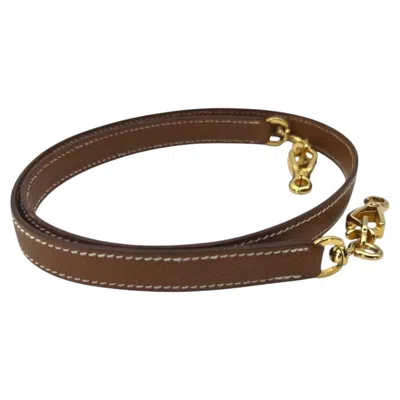Pre-owned Hermes Vintage Tan Leather Shoulder Strap For Kelly Bag 33 Cm In Brown