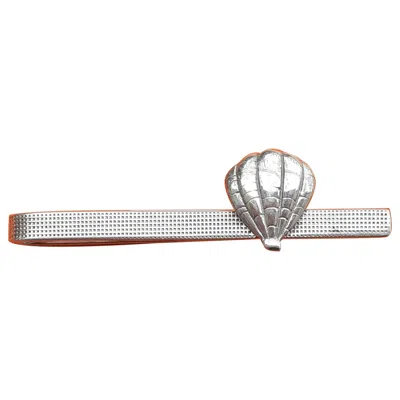 Pre-owned Hermes Hermès Vintage Tie Clip In Silver Hot Air Balloon Or Seashell In Multi