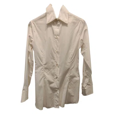 Pre-owned Hermes Hermès Vintage Women's White Cotton Shirt Size Fr 34 Made In Italy