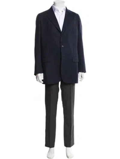 Pre-owned Hermes Vintage Wool Blazer In Blue