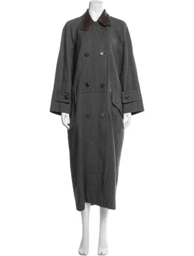 Pre-owned Hermes Vintage Wool Coat In Grey