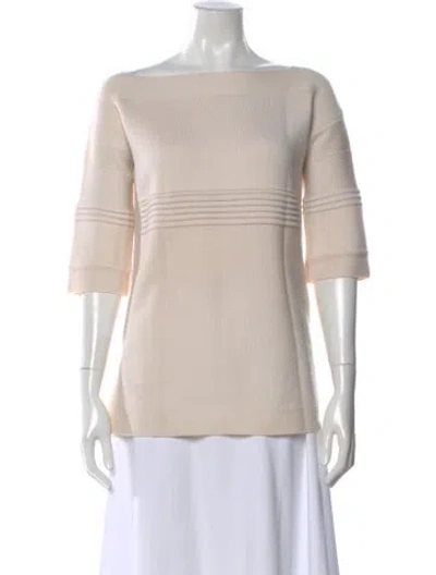 Pre-owned Hermes Virgin Wool Bateau Neckline Sweater In Neutral