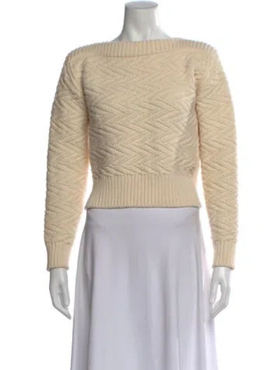 Pre-owned Hermes Virgin Wool Bateau Neckline Sweater In Neutral