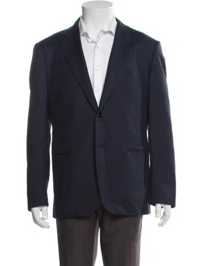 Pre-owned Hermes Virgin Wool Blazer In Blue