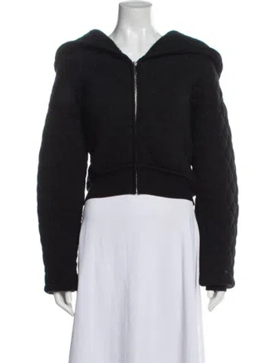 Pre-owned Hermes Virgin Wool Bomber Jacket In Black