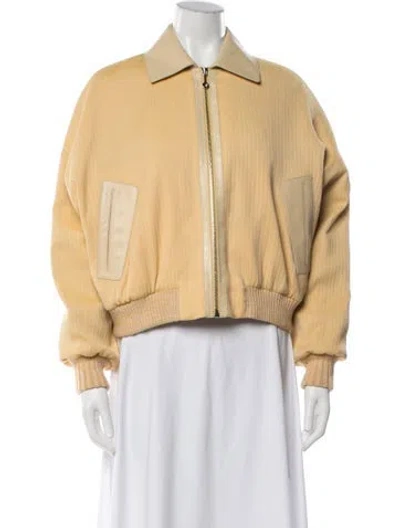 Pre-owned Hermes Virgin Wool Bomber Jacket In Yellow