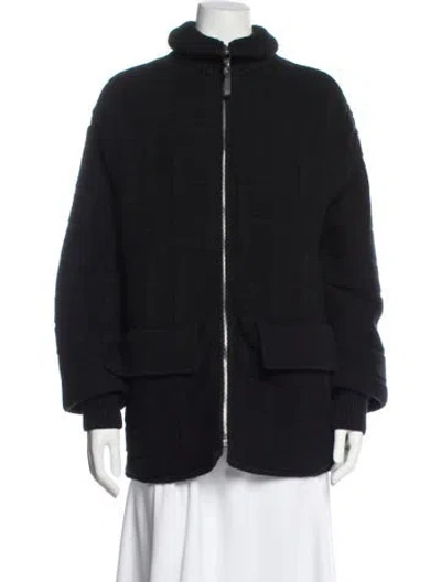 Pre-owned Hermes Virgin Wool Coat In Black