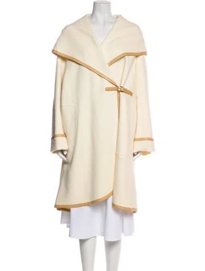 Pre-owned Hermes Virgin Wool Coat In Neutral