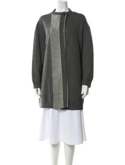 Pre-owned Hermes Virgin Wool Colorblock Pattern Sweater In Gray