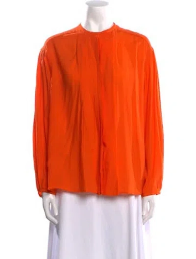 Pre-owned Hermes Virgin Wool Crew Neck Blouse In Orange