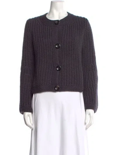 Pre-owned Hermes Virgin Wool Crew Neck Sweater In Blue