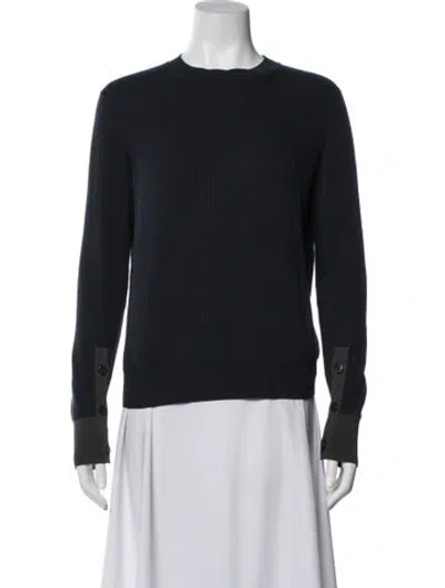 Pre-owned Hermes Virgin Wool Crew Neck Sweater In Blue